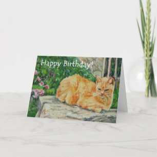 Fine Art Birthday Card, Ginger Cat Kort