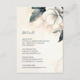 Fine Art Blue Ivory Floral Wedding Tilläggskort