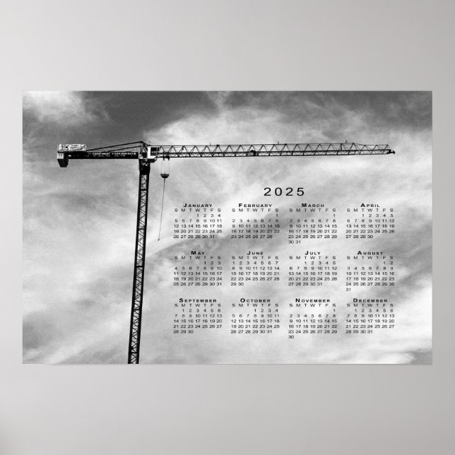 Fine Art Construction Crane Photo 2025 Calendar Poster (Framsidan)