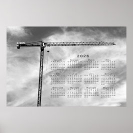 Fine Art Construction Crane Photo 2026 Calendar Poster