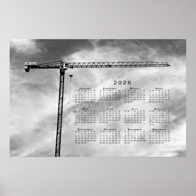 Fine Art Construction Crane Photo 2026 Calendar Poster (Framsidan)