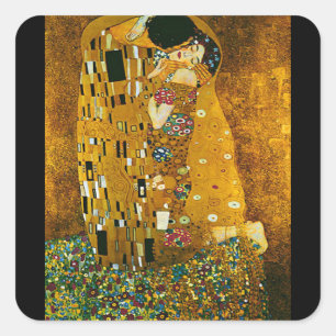 Fine Art-dekal, Gustav Klimt, The Kiss Fyrkantigt Klistermärke