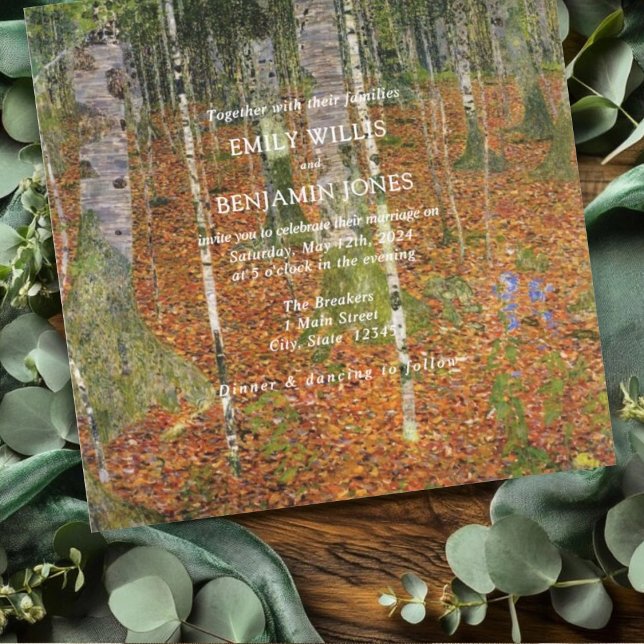 Fine Art Gustav Klimt Forest Nature Bröllop Inbjudningar (Skapare uppladdad)