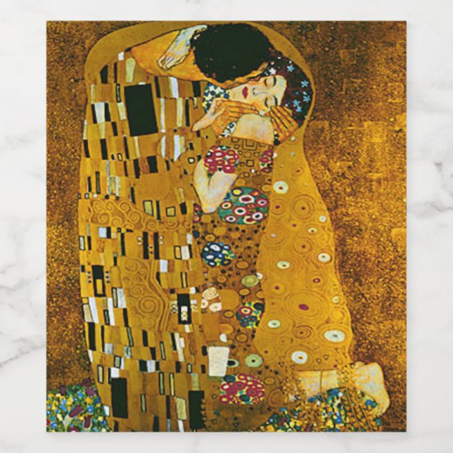 Fine Art,Gustav Klimt, kyss Vinflaska Etikett (Singel etikett)