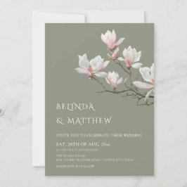 Fine Art Magnolia Casual Sage Green Wedding Inbjudningar