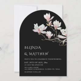 Fine Art Magnolia Casual Wedding Black Inbjudningar