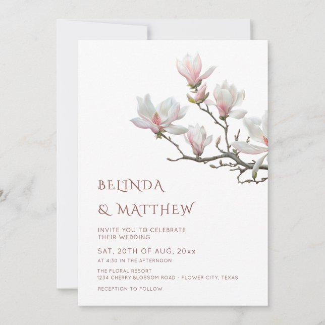 Fine Art Magnolia Casual Wedding Inbjudningar (Framsida)