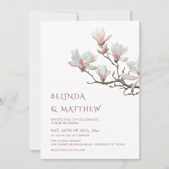 Fine Art Magnolia Casual Wedding Inbjudningar (Framsida)