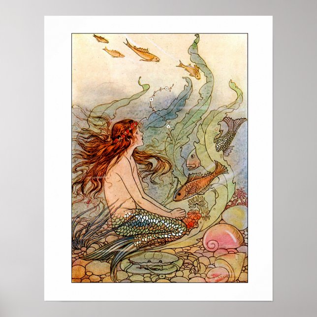 Fine Art Mermaid Ilustration Poster (Framsidan)