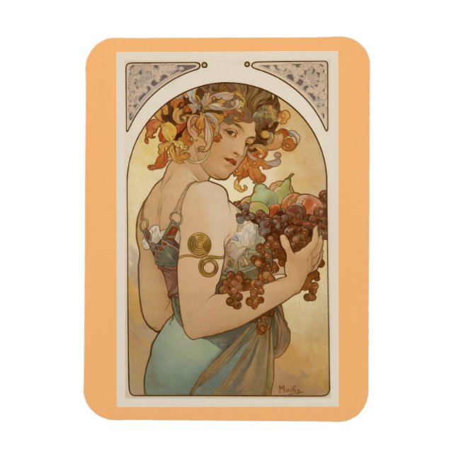 Fine Art Nouveau Jugendstill Alfons Mucha-frukt Magnet (Vertikal)
