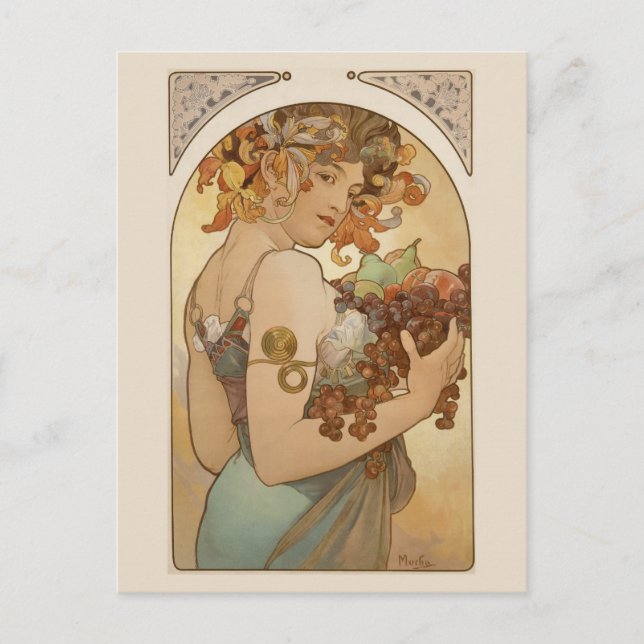 Fine Art Nouveau Jugendstill Mucha Vykort (Framsida)
