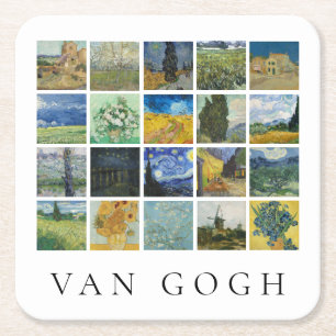 Fine Art Painting Collage Vincent Van Gogh Underlägg Papper Kvadrat