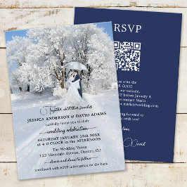 Fine Art QR-kod Winter Wonderland Bröllop Inbjudningar