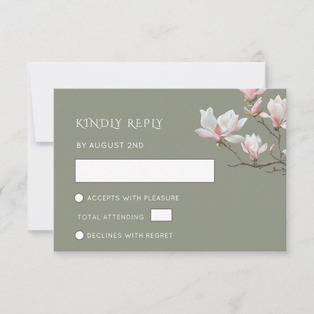 Fine Art Sage Green Magnolia Flowers Wedding OSA Kort (Framsida)