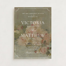 Fine Art Vintage Pink Roses Wedding Invitation Inbjudningar