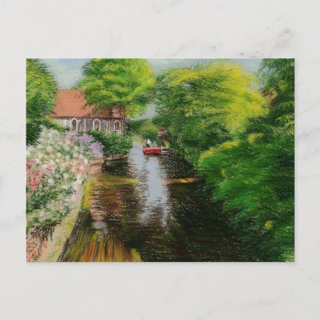 Fine Art-vykort - Stour River Canterbury, pastel Vykort (Framsida)