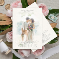 Fine Art Watercolor Grått Blommigt Photo Bröllop I