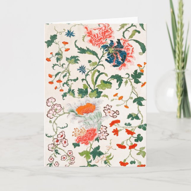 Fine Chinese silk flower design mid 18th century Kort (Framsida)