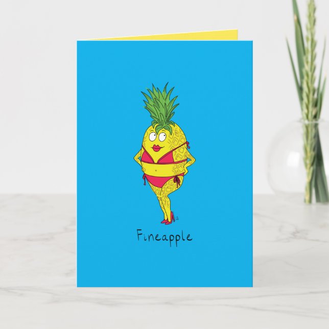 Fineapple - roligt kort för ananasbikinihälsning (Framsida)
