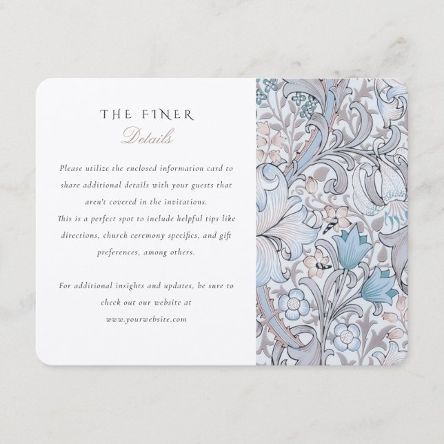 Finer-informationskortet Lilies William Morris Tilläggskort (Framsida)