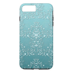 Finess Teal Damask Aqua iPhone 7 fodral