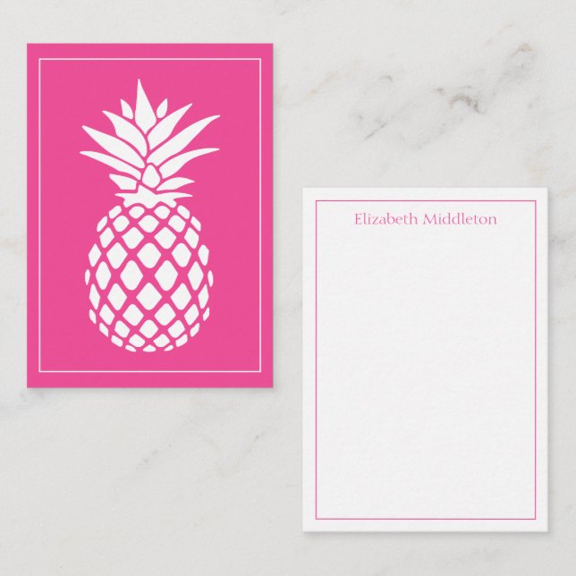 Finessvägg Ananas på Rosa Anteckningskort (Fram/baksida)