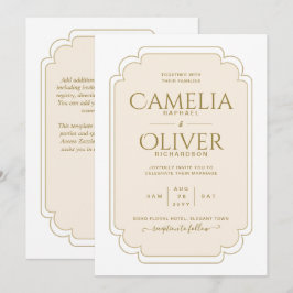 Finest Beige Cream Guld MONOCHROME Bröllop Inbjudningar