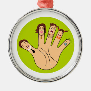 Finger-familjen Teckning Julgransprydnad Metall