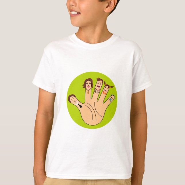 Finger-familjen Teckning Tee Shirt (Framsida)