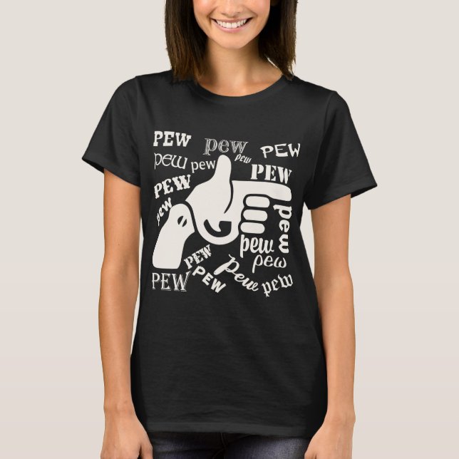 Finger Gun Pew Pew Pew #USAPatriotGraphics © T Shirt (Framsida)