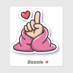 Finger Heart i Mysigt Rosa Blanket Klistermärken