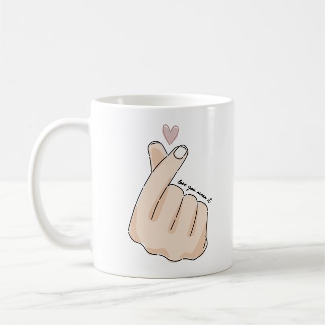 Finger Heart Kärlek Du Elak det Kaffemugg (Vänster)
