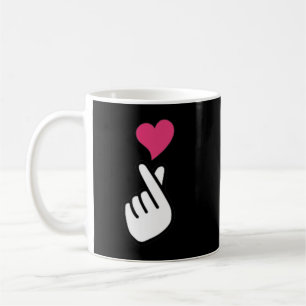 Finger Heart Korea Hand Symbol KPOP Kärlek Sarangh Kaffemugg