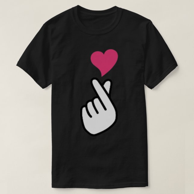 Finger Heart Korea Hand Symbol KPOP Kärlek Sarangh T Shirt (Design framsida)