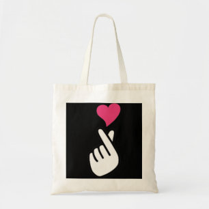 Finger Heart Korea Hand Symbol KPOP Kärlek Sarangh Tygkasse