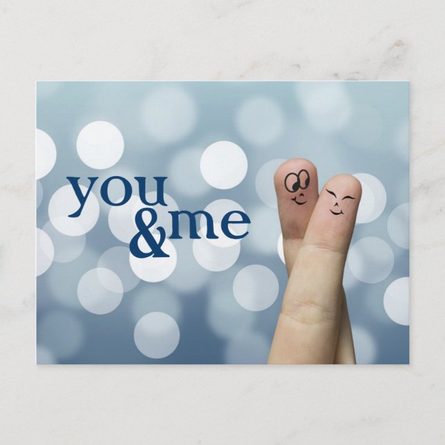 Finger Hug med Blue Ljus Vykort (Framsida)