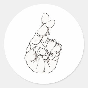 Finger korsad runt klistermärke
