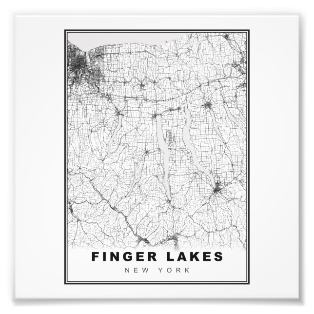 Finger Lakes-karta Fototryck (Framsidan)