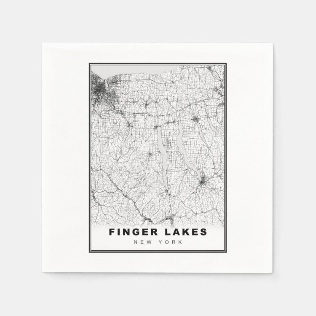 Finger Lakes-karta Pappersservett (Framsidan)