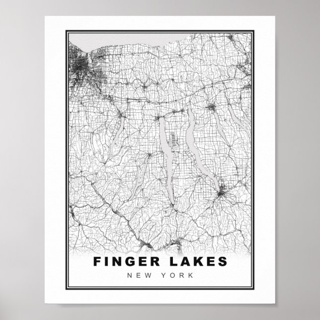 Finger Lakes-karta Poster (Framsidan)