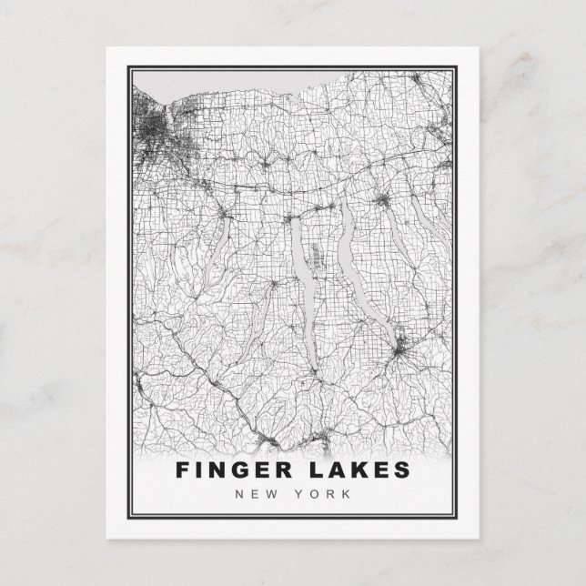 Finger Lakes Map Vykort (Framsida)