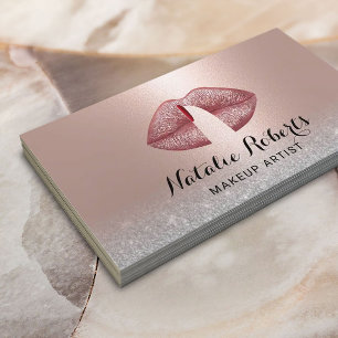 Finger om Läppar makeup-konstnär Ro Guld Visitkort