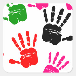 Finger Painting Händer Kids Fantastisk Fab Prescho Fyrkantigt Klistermärke