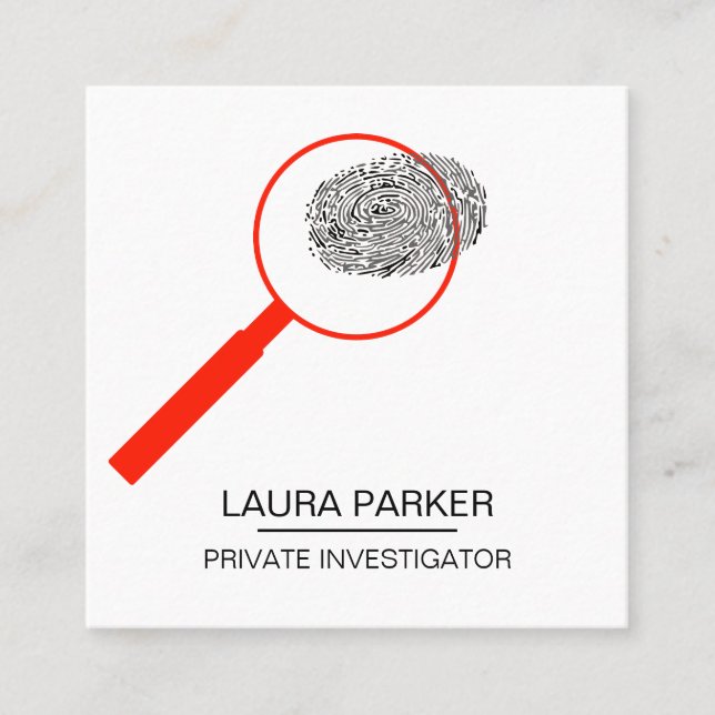 Finger Print Investigator Security Assistent Fyrkantigt Visitkort (Framsida)