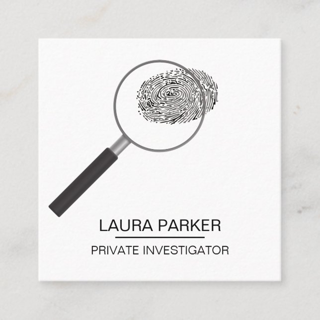 Finger Print Investigator Security Assistent Fyrkantigt Visitkort (Framsida)