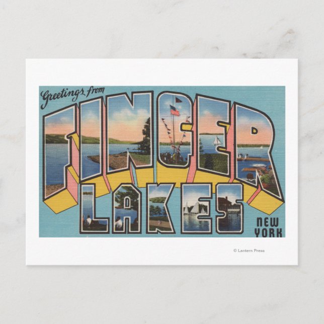 Finger Sjöar, New York - Stora Brev-scenarierna Vykort (Framsida)