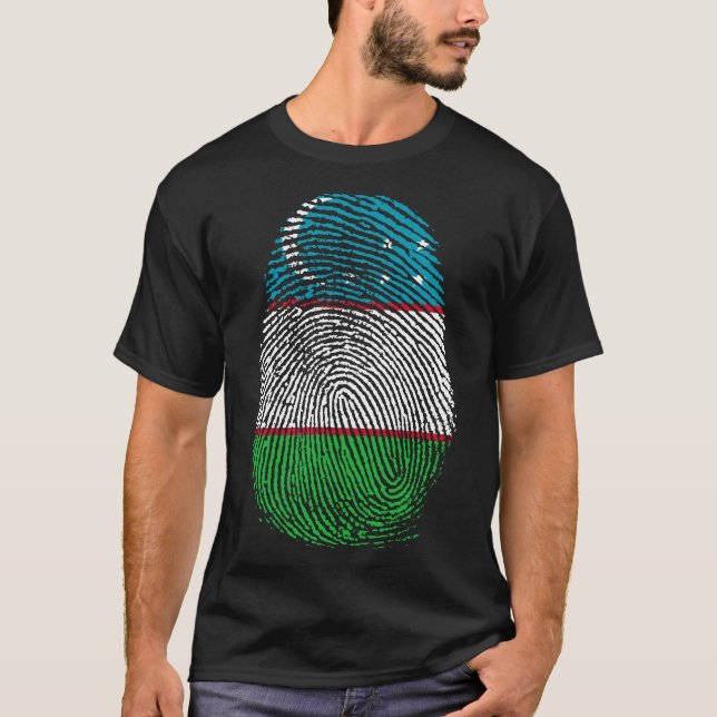 Finger Skriv ut - Uzbekistan T Shirt (Framsida)