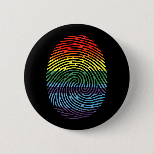 Fingeravtryck HBTQ Stolt Gay Lesbisk Regenbågsstol Knapp
