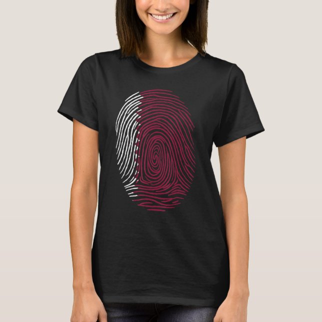 Fingeravtryck Qatarflagga T Shirt (Framsida)