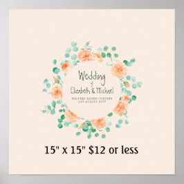 Fingeravtryck Träd Krans Korall Mint Gästbok Poster